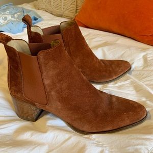 Everlane Brownish/Red Suede Heeled Ankle Boots